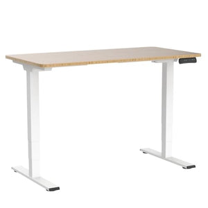 FLEXISPOT Pro Bamboo Electric Standing Desk 55x28 inch - Height Adjustable Sit Stand Up Desk - White Frame + Bamboo Desktop