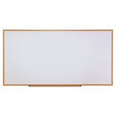 Universal 43620 Dry-Erase Board, Melamine, 96 x 48, White, Oak-Finished Frame
