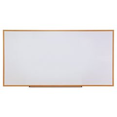 Universal 43620 Dry-Erase Board, Melamine, 96 x 48, White, Oak-Finished Frame