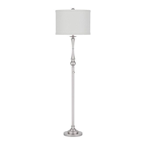 Quoizel VVAM9362BN Ambrose White Fabric Floor Lamp Lighting, 3-Light, 225 Watts, Brushed Nickel (63"H x 17"W)