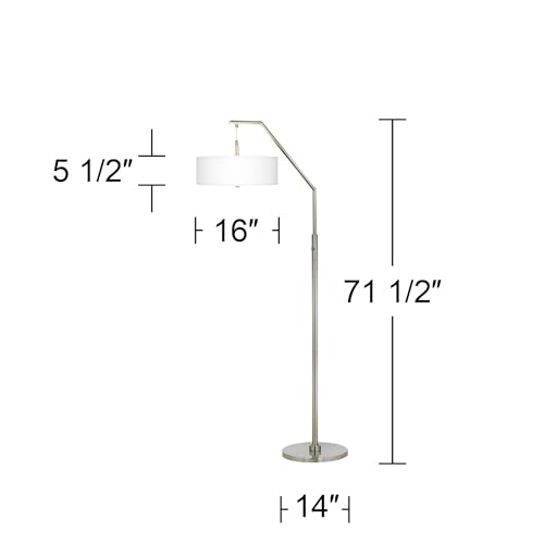 Possini Euro Design Modern Arc Floor Lamp 71 1/2" Tall Brushed Nickel Blue Textured Fabric Shade