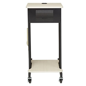 Oklahoma Sound PRC200 Premium Presentation Cart, Ivory Woodgrain/Black, 18"x40.5"x30