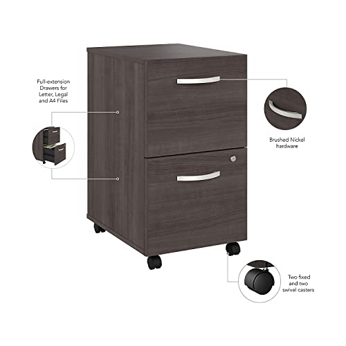 Bush Business Furniture Hybrid 2-Drawer Mobile File Cabinet, Storm Gray, 20-inch