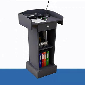 YUZES Wooden Lectern Podium Stand - Gray, Floor Standing for Classroom Churches Auditorium