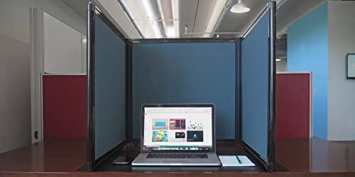 VERSARE Folding 3-Panel Partition Tabletop Display | Lightweight Portable Workspace Divider | Cloud Gray 99" x 36