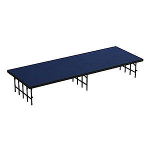 Krollen Industrial Portable Modular 3' x 8' Stage with Blue Carpet S3616C, 16" Height