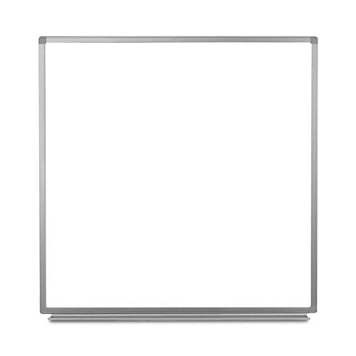 Luxor Home Office School Wall-Mounted Magnetic Dry Erase Whiteboard with Aluminum Frame - 48"W x 48"H