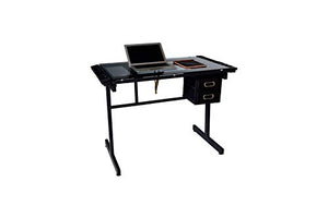 OneSpace Craft Station in Silver with Black Glass Drafting Table