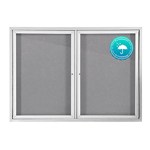 Swansea Weather Resistant Enclosed Bulletin Board Felt Displays Boards Wall Mounted Notice Board with Swing-Open Locking Door,48x34 inches