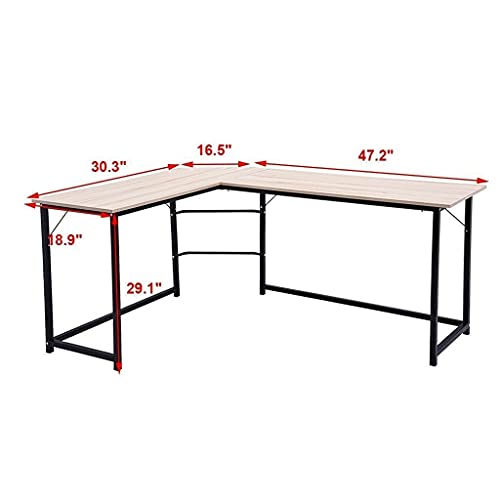 ADHW Computer Gaming Office Home Desk L-Shaped Workstation Laptop Metal Table Black