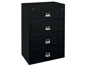 FireKing Fireproof Four Drawer Lateral File Cabinet - 38"W Black, 37.5"W x 22.125"D x 52.75"H, 907 lbs
