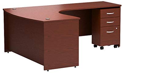 Bush Business Furniture Series C Right Handed L Shaped Desk with Mobile File Cabinet in Mahogany