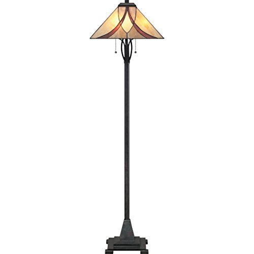 Quoizel TFAS9360VA Asheville Tiffany Floor Lamp, 2-Light, 200 Watts, Valiant Bronze (60" H x 17" W)