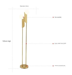 EESHHA Modern Gold Metal Floor Lamp with Frosted Glass Lampshade