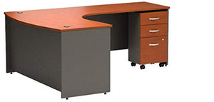 Bush Business Furniture Series C Right Handed L Shaped Desk with Mobile File Cabinet in Auburn Maple