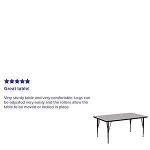 Flash Furniture 30''W x 72''L Rectangular Grey Thermal Laminate Activity Table - Height Adjustable Short Legs