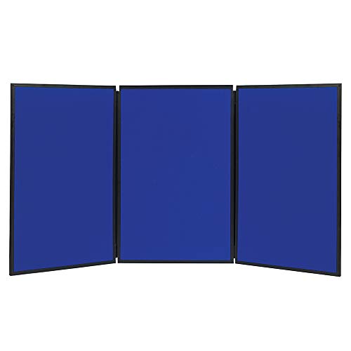 Quartet Fabric Bulletin Board Display Panel System, 6' x 3', Double-sided, Blue/Gray Surface, Black Frame, Exhibition, Show-It! (SB93513Q)