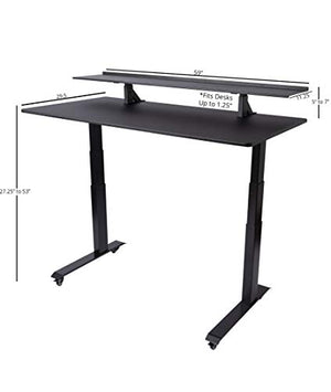 Split Top Electric Stand Up Desk (Black Shelves) (60", Black Frame/Black Top)