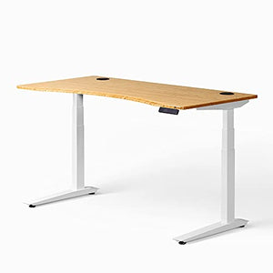 Fully Jarvis Standing Desk Bamboo Top - Electric Adjustable Height Sit Stand Desk - 3-Stage Extended Range Frame with Memory Preset Handset Controller by Fully (White, 60 x 30 Contour)