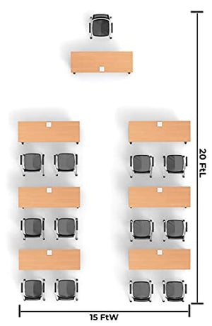 Team Tables 13 Person Training Meeting Seminar Classroom Folding Table Model 5648 - Beech Finish