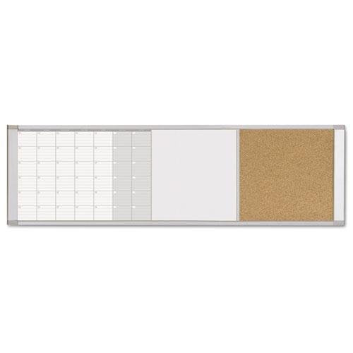 MasterVision XA429993700 Magnetic Calendar Combo Board, 48 x 18, Aluminum Frame