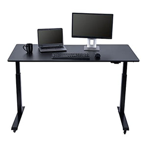 Stand Up Desk Store Electric Adjustable Height Standing Desk with Locking Casters and Furniture Feet (Black Frame/Black Top, 60" Wide)