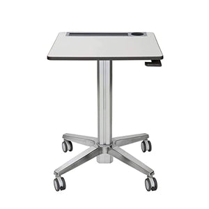 Ergotron LearnFit Mobile Standing Desk - Adjustable Height Small Rolling Laptop Sit Stand Desk - Grey