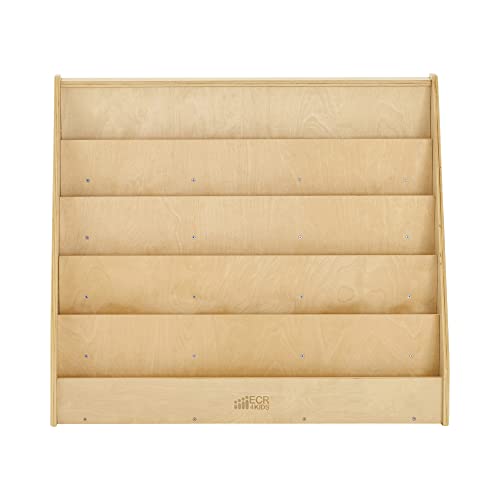 ECR4Kids-ELR-0339 Birch Hardwood Single-Sided Bookcase Display Stand for Kids, 5 Shelves, Natural Birch Hardwood Kids’ Bookshelf, Bookshelf for Kids, GREENGUARD [GOLD] Certified Book Display,15"