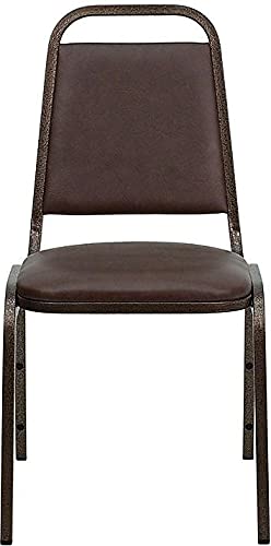 Flash Furniture 4 Pack HERCULES Series Stacking Banquet Chair - Brown Vinyl/Copper Vein Frame