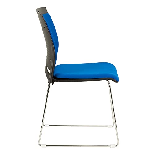 Norwood Commercial Furniture Chrome Sled Base Stack Chair, Brilliant Blue