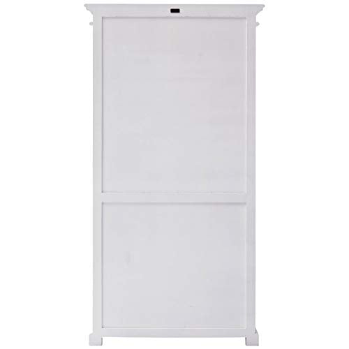 NovaSolo Halifax Pure White Mahogany Wood Bookcase With 4 Shelves And 3 Drawers