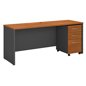 Bush Business Furniture Series C 72W x 24D Office Desk with Mobile File Cabinet in Natural Cherry