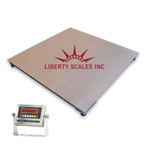 Liberty Scales NTEP Certified Washdown Floor Scale | Stainless Steel Indicator | 24" x 24" | 2500 lbs x 0.5 lb