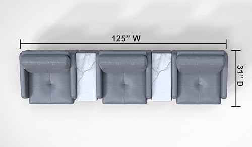 BREAKtime 3 Person Waiting Reception Lounge Chairs Set with Charging Tables - Model 8153, Graphite Gray Leather