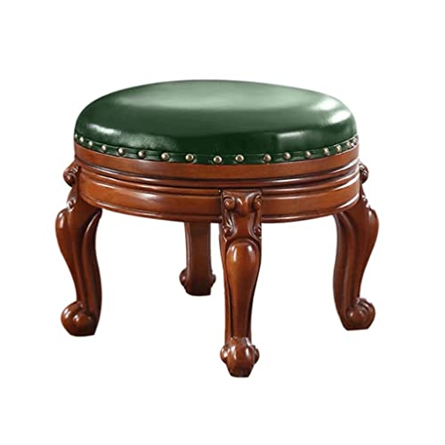 KOHARA Rotatable Solid Wood Footstool with Elastic Sponge Filling - Green