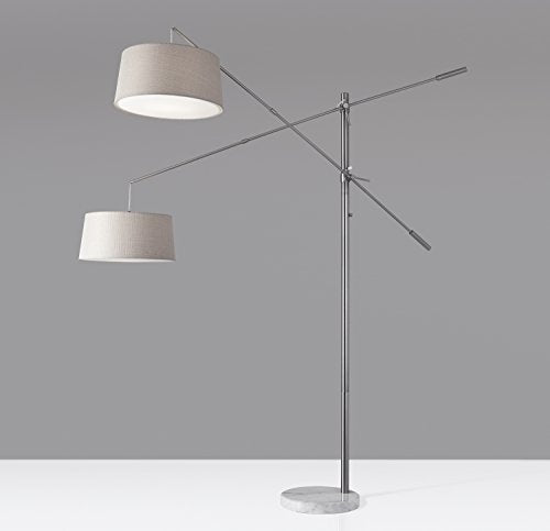 Adesso 5275-22 Manhattan Two-Arm Arc Lamp, Brushed Steel