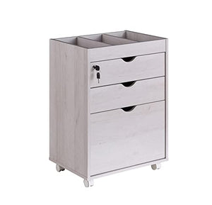 PayLessHere Mobile File Cabinet with 3 Drawers and Top Sorter - White
