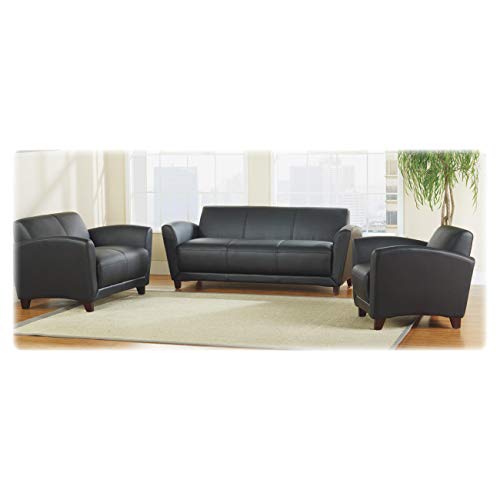 Lorell LLR68952 Leather Reception Club Chairs, 42" Height X 23.8" Width X 29.5" Length, Black