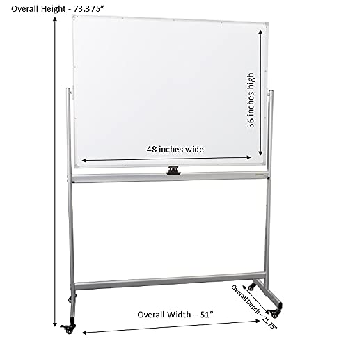 Learniture Double-Sided Mobile Magnetic Marker Board, 4' W x 3' H, White, LNT-RCE-3048-PK-SO