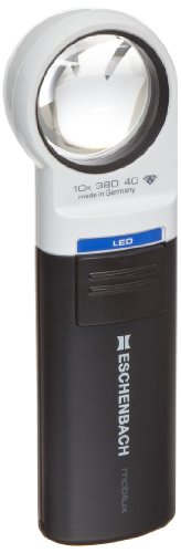 Eschenbach Optik 1511-12 Mobilux Aspheric LED Illuminated Hand Held Magnifier, 12.5x Magnification, 50 Diopter, 30mm Lens Diameter