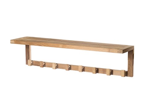 Arb Teak & Specialties ACC589 Wall Shelf with Eight Hooks