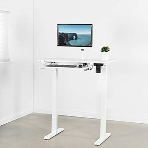 VIVO Electric Height Adjustable 43 x 24 inch Stand Up Desk, White Solid One-Piece Table Top, White Frame, Standing Workstation with Push Button Controller, DESK-KIT-E5W4W
