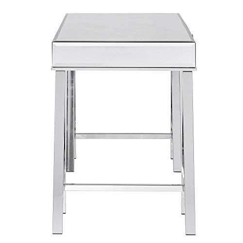 Chrome Mirror Writing Desk Drawer Storage Organize Home Office Furniture Modern Workstation Laptop Computer Table Study Reading