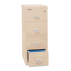 FireKing Four-Drawer Vertical File Cabinet, 17-3/4 x 31-9/16 - UL 350° Fireproof - Letter Size - Parchment 41831CPA (DMi EA)
