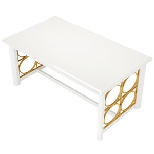 Tribesigns 63" Executive Desk, Modern Glossy White & Gold Office Desk