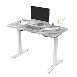 Flexispot EC1 Electric Standing Desk Height Adjustable Desk, Sit Stand Desk Home Office Workstation Stand up Desk (48x24 Marble Grey Desktop, White Legs)