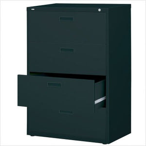 Staples HL1000 Lateral File Cabinet, 30" Wide, 4-Drawer, Black
