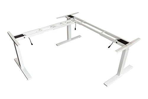 lihidesk LJ301 3-Leg L Shaped Electric Height Adjustable Standing Corner Desk Frame Only W/Triple Motor, Ergonomic Sit Stand Up Height Adjustable Steel Base with Digital Memory Keypad (White)