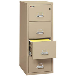 FireKing Fireproof Vertical File Cabinet, Letter, 4 Drawers, 31.5" D Parchment