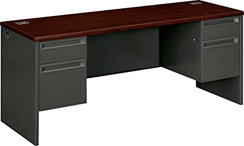 HON 38000 Series Kneespace Credenza, 72" Mahogany/Charcoal